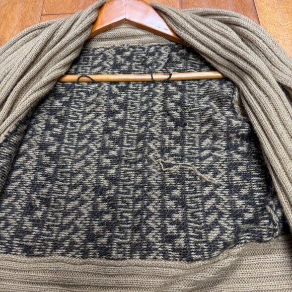 Albinaas Alpaca Womens Handmade Open Front Waterfall Brown Cardigan Size XS Peru - Picture 8 of 12